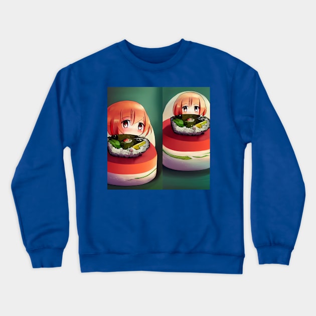 Kawaii Anime Sushi Crewneck Sweatshirt by Grassroots Green